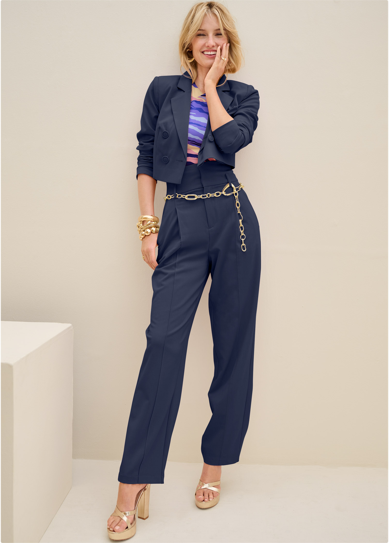 venus belted pant suit