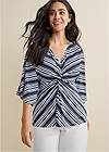 Front View Striped Knotted Top