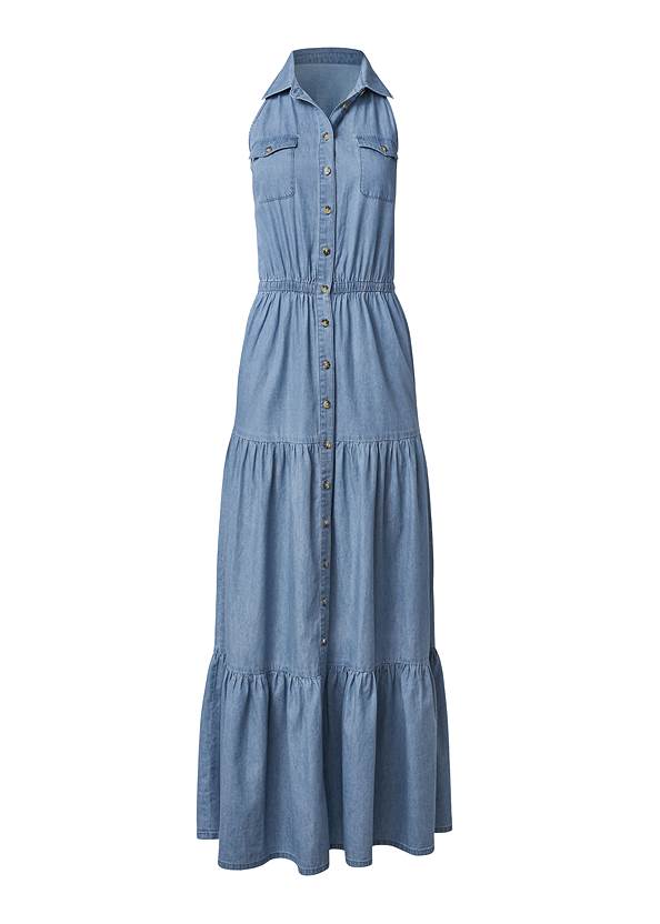 Alternate View Chambray Tiered Maxi Dress