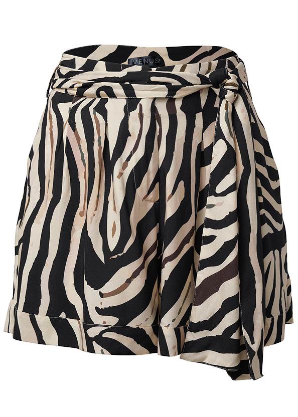 Ghost with background  view Zebra Print Tie Belt Shorts