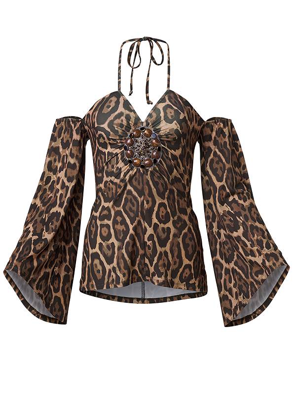 Ghost with background  view Halter Tie Animal Print Top