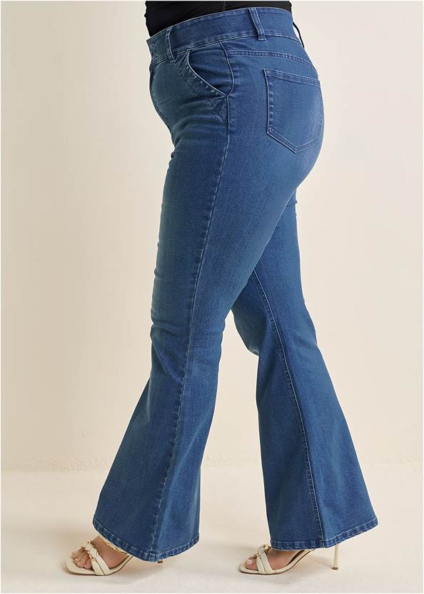 Back View High-Waist Flare Jeans