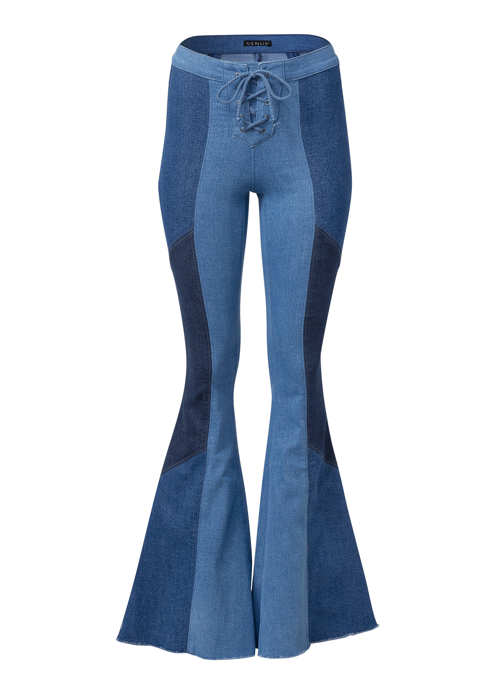 Color Block Flare Jeans in Denim Multi - Denim | VENUS