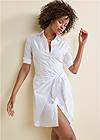 Cropped Front View Collared Wrap Shirt Dress
