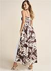 Full back view Palm Print Smocked Maxi Top