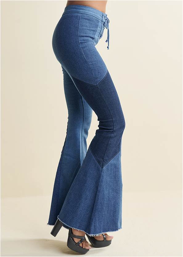 Alternate View Color Block Flare Jeans
