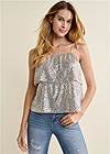 Front View Tiered Sequin Tank Top