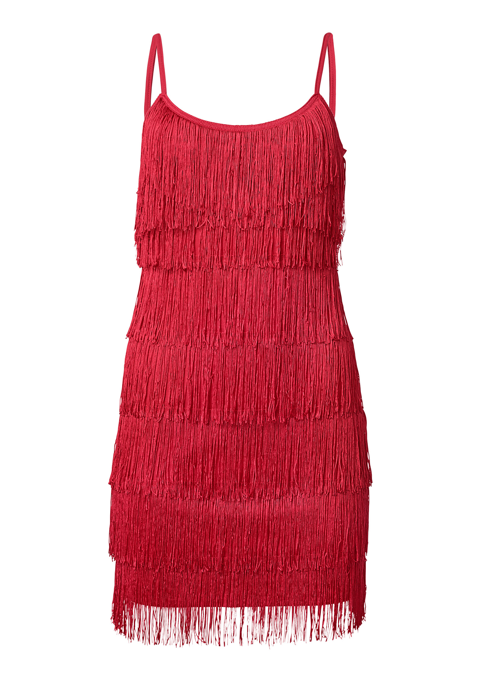 red fringe mini dress