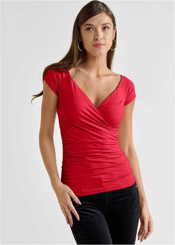 Cropped front view Shape Embrace Surplice Top
