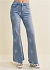 Front View Mid-Rise Star Flare Jeans