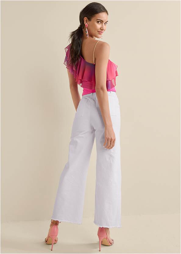Full back view One-Shoulder Ombre Top