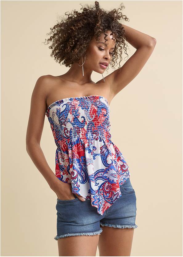 Front View Smocked Americana Tube Top