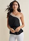 Cropped front view One-Shoulder Macrame Top