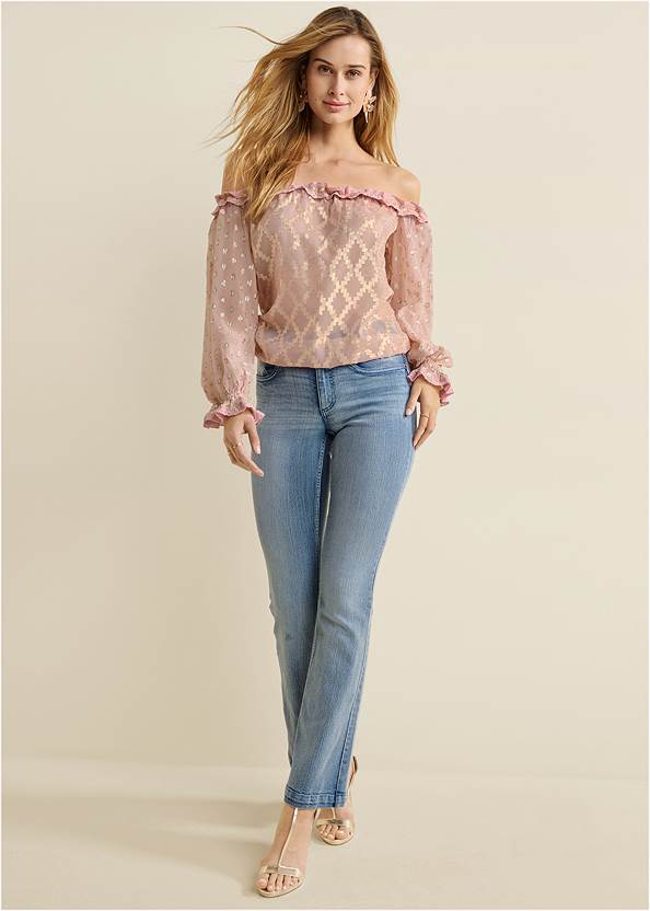 Full front view Off-The-Shoulder Ruffle Top