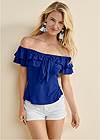 Cropped front view Off-The-Shoulder Ruffle Top