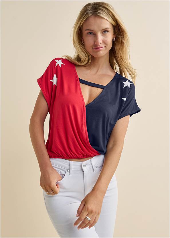 Cropped front view Americana V-Neck Top
