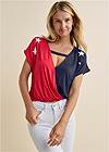 Cropped front view Americana V-Neck Top