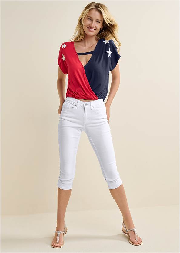 Full front view Americana V-Neck Top