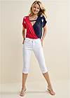 Full front view Americana V-Neck Top