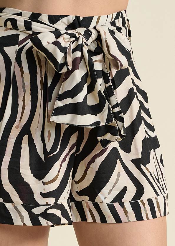 Alternate View Zebra Print Tie Belt Shorts