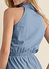 Detail back view Chambray Tiered Maxi Dress