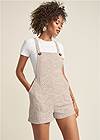 Cropped front view Stretch Lace Overalls