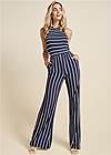 Full front view Striped Halter Jumpsuit
