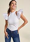 Cropped front view Ruffle Sleeve Detail Top