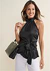 Cropped front view Halter Neck Wrap Blouse