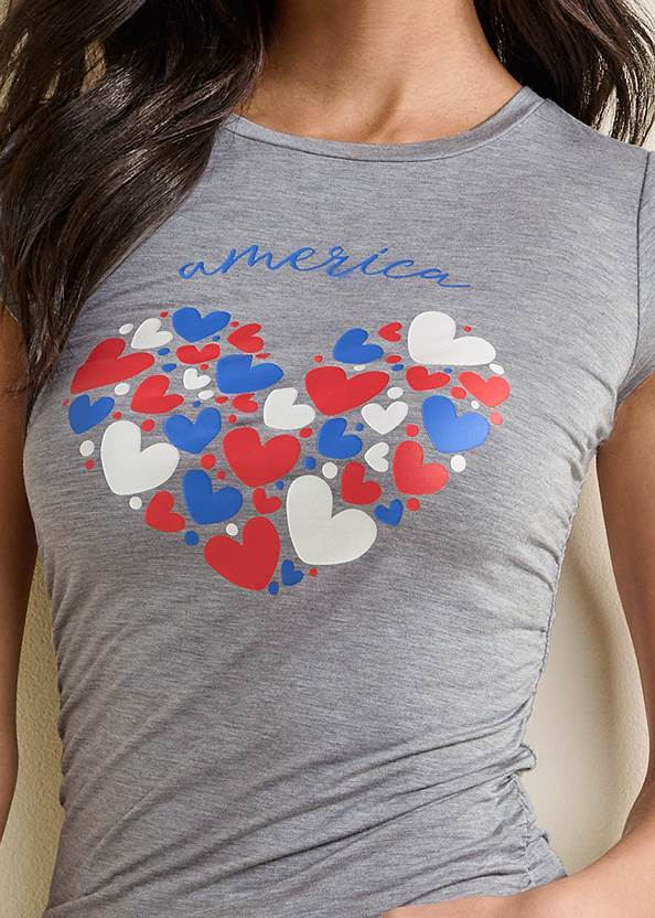 Detail front view Americana Hearts Tee