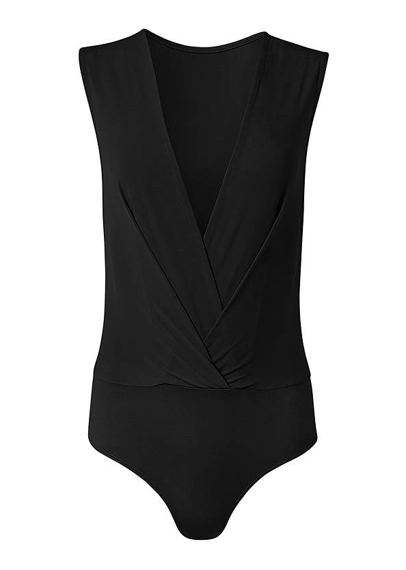 Full front view Plunging Wrap Bodysuit