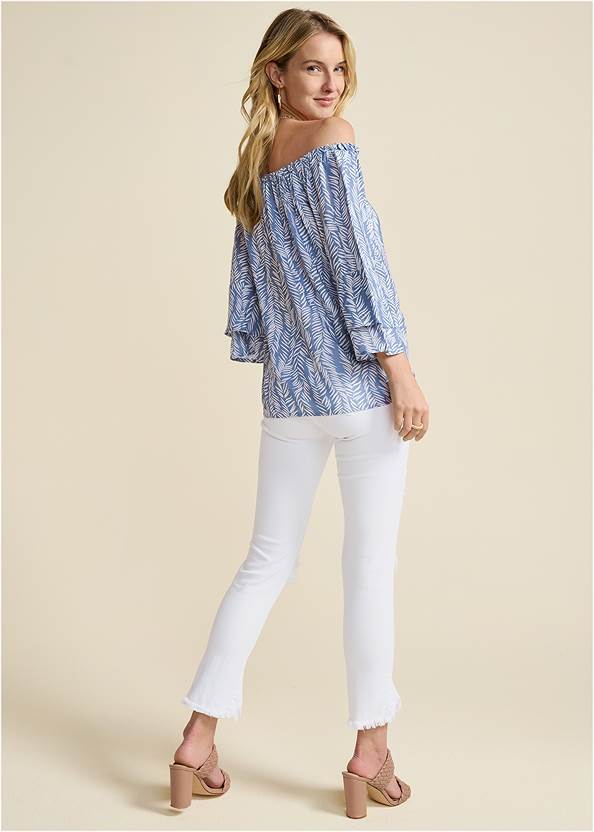 Full back view Off-The-Shoulder Printed Top