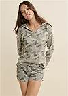 Cropped Front View Lounge Hoodie Shorts Set