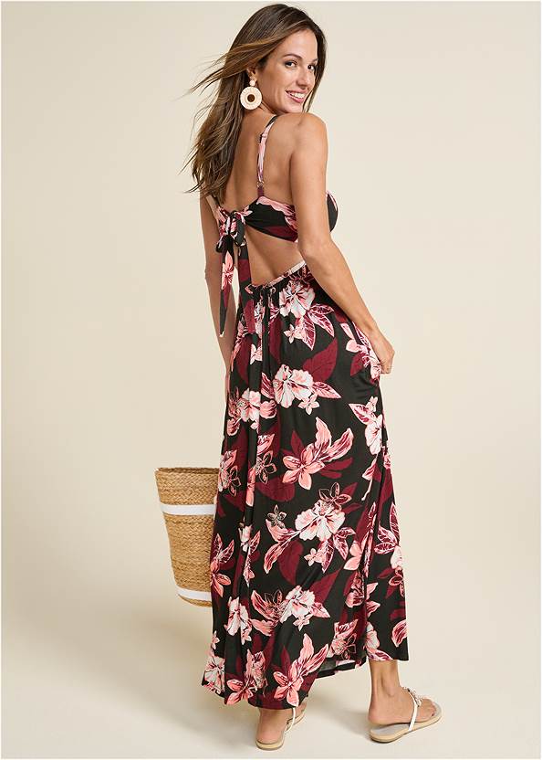 Back View Abstract Floral Maxi Dress