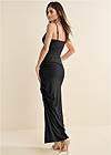Full back view Ruched Cowl Neck Maxi Dress