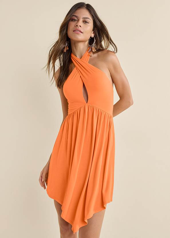 Cropped front view Convertible Halter Dress