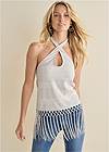 Cropped front view Chevron Fringe Halter Top