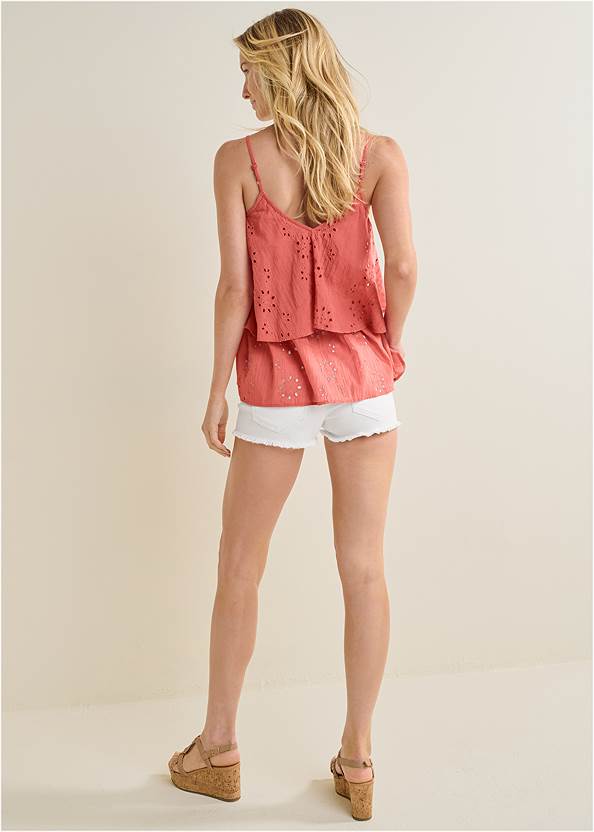 Full back view Eyelet Tiered Ruffle Cami