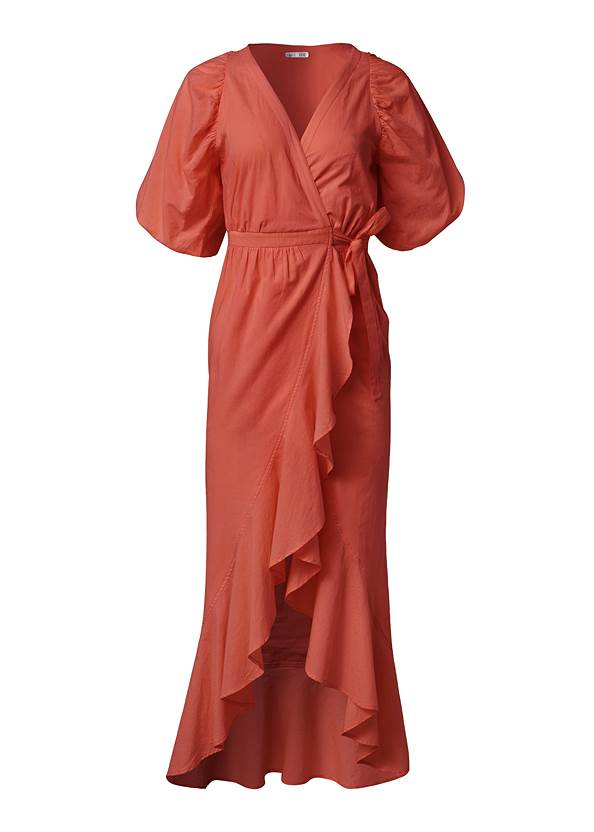 Ghost with background  view Ruffle Wrap Maxi Dress