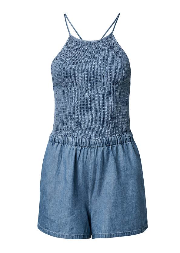 Ghost with background  view Smocked Chambray Romper