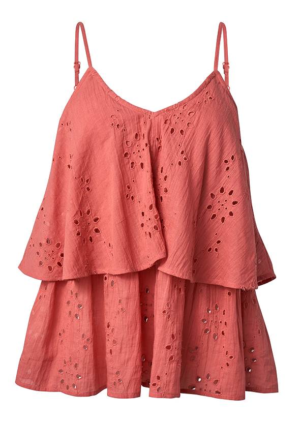 Ghost with background  view Eyelet Tiered Ruffle Cami