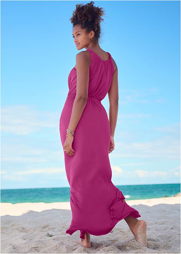 Full back view Gathered Neckline Maxi
