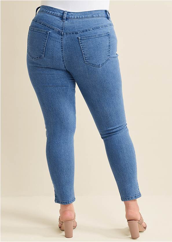 Alternate View Split Hem Skinny Jeans