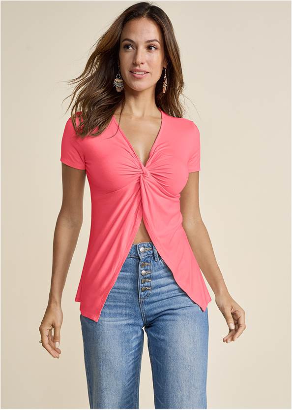 Cropped front view Flyaway Twist-Front Top