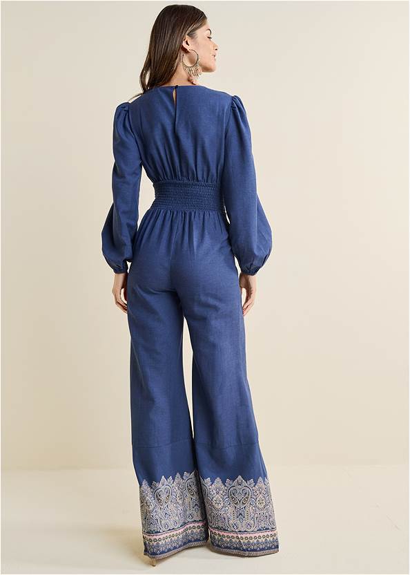 Full back view Printed Wide Leg Jumpsuit