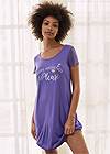 Cropped front view Lace Sleeve Graphic Nightie