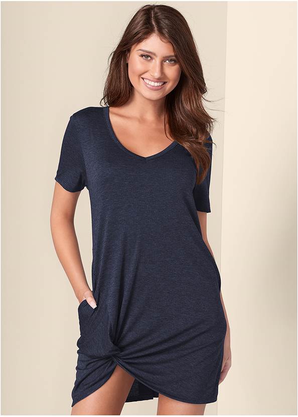 Knotted Casual Dress in Navy | VENUS