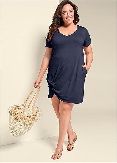 Plus Size Knotted Casual Dress