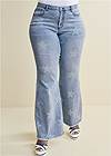 Cropped Front View Mid-Rise Star Flare Jeans