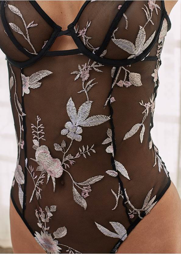 Detail front view Luxe Embroidered Teddy